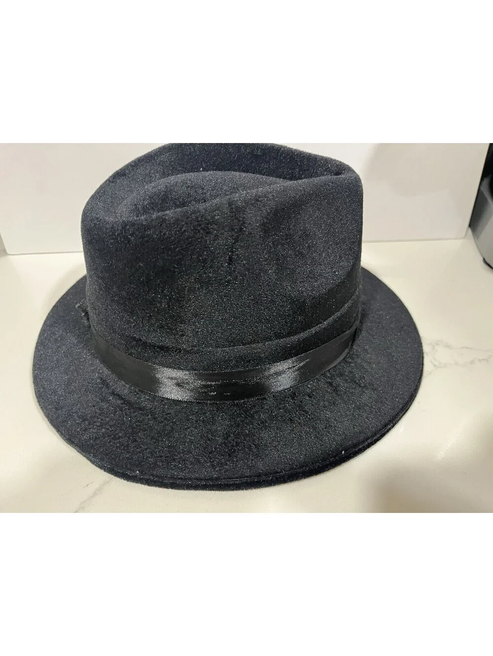 BLACK FEDORA/PARTY HATS CASINOS EVENTS/NEW YEAR'S EVE Costume Velvet